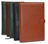 black, camel, green and tan leather planners