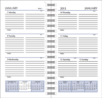Weekly Planner Inside Pages 2013 Planning Calendar